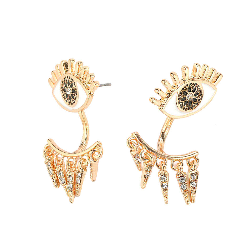 Crystal Rhinestone Golden Eyes Stud Earrings Personality Earrings for Gifts