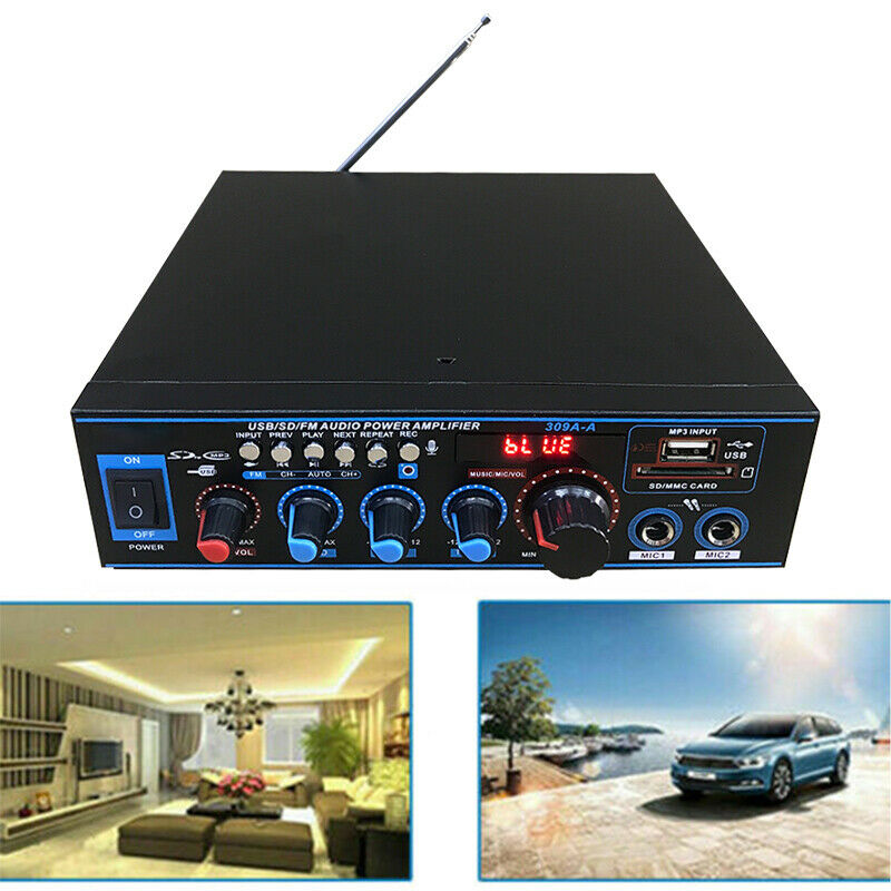 800W HiFi Digital Power Amplifier Mini Stereo Audio Microphone Amp Car Home 12V