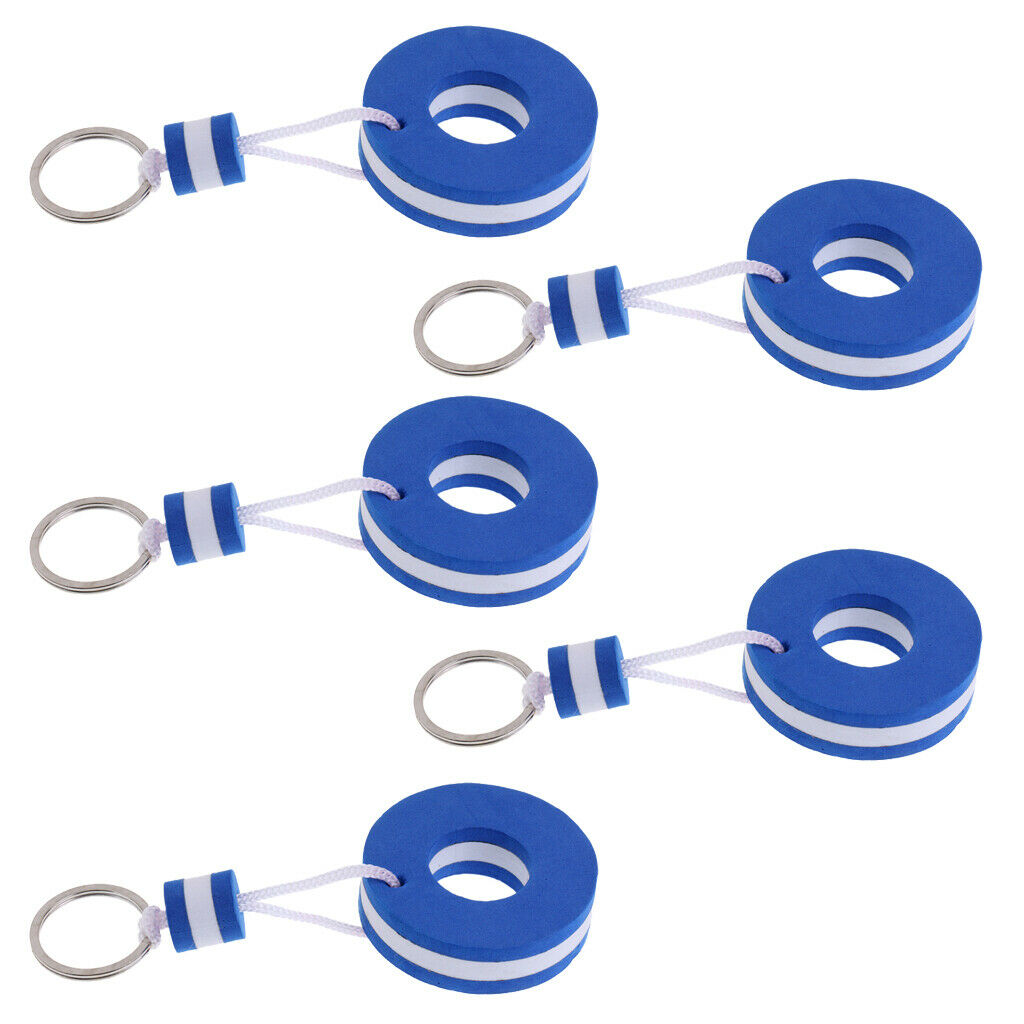 5 Pieces Yachting Boating Floating Key Chain Key - Buoy Shape Blue