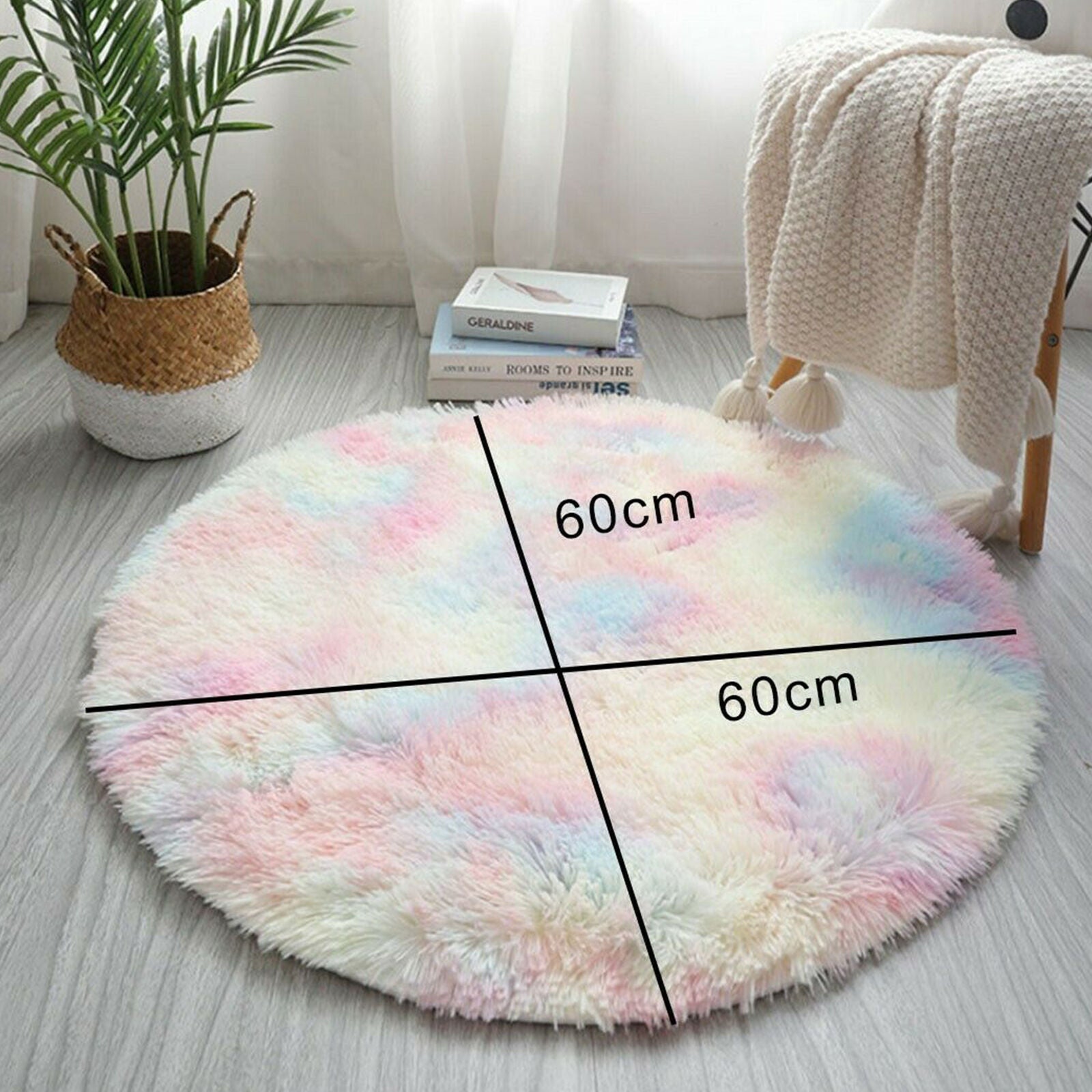 Circle Round Soft Shaggy Rug Kids Living Room Bedroom Carpet Floor Fluffy Mat