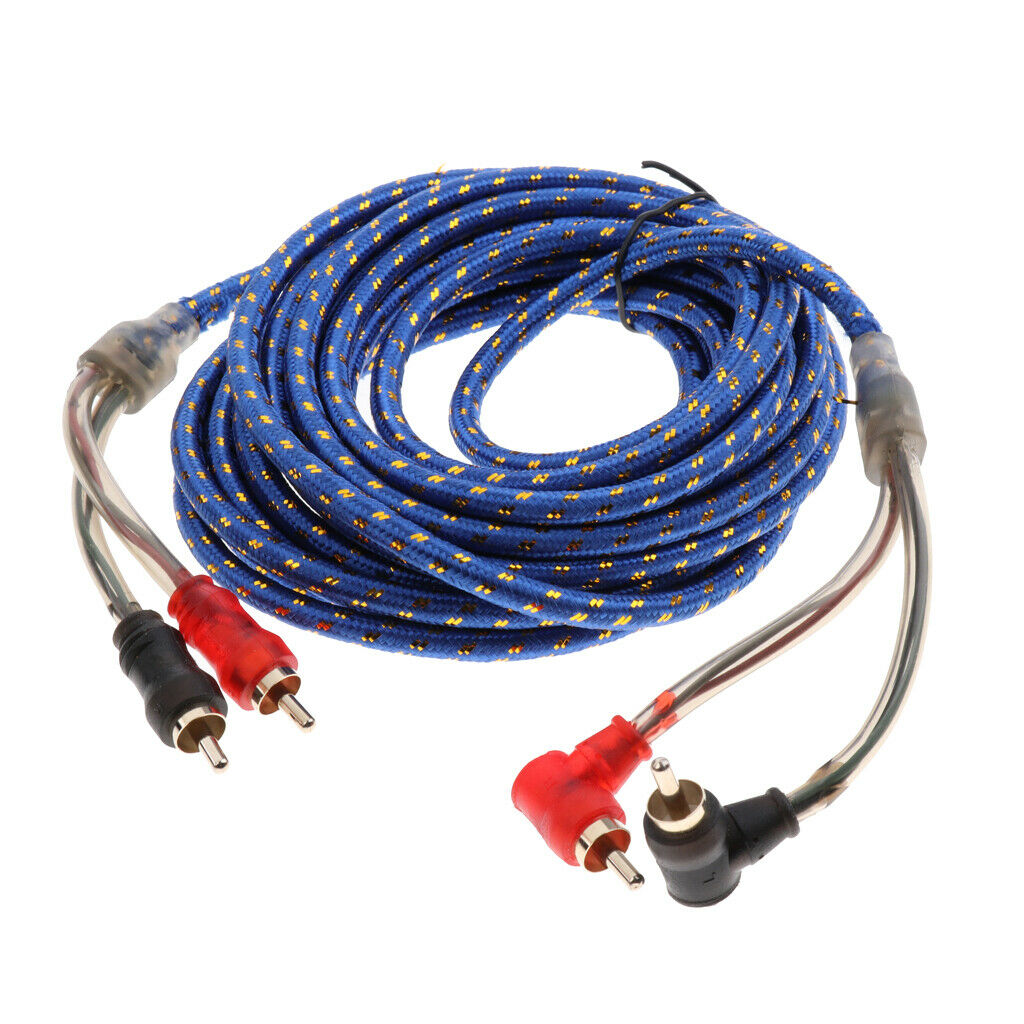 Auto 5Meter 2RCA Male to 2RCA Male Stereo Audio Power Speaker Cable Knit