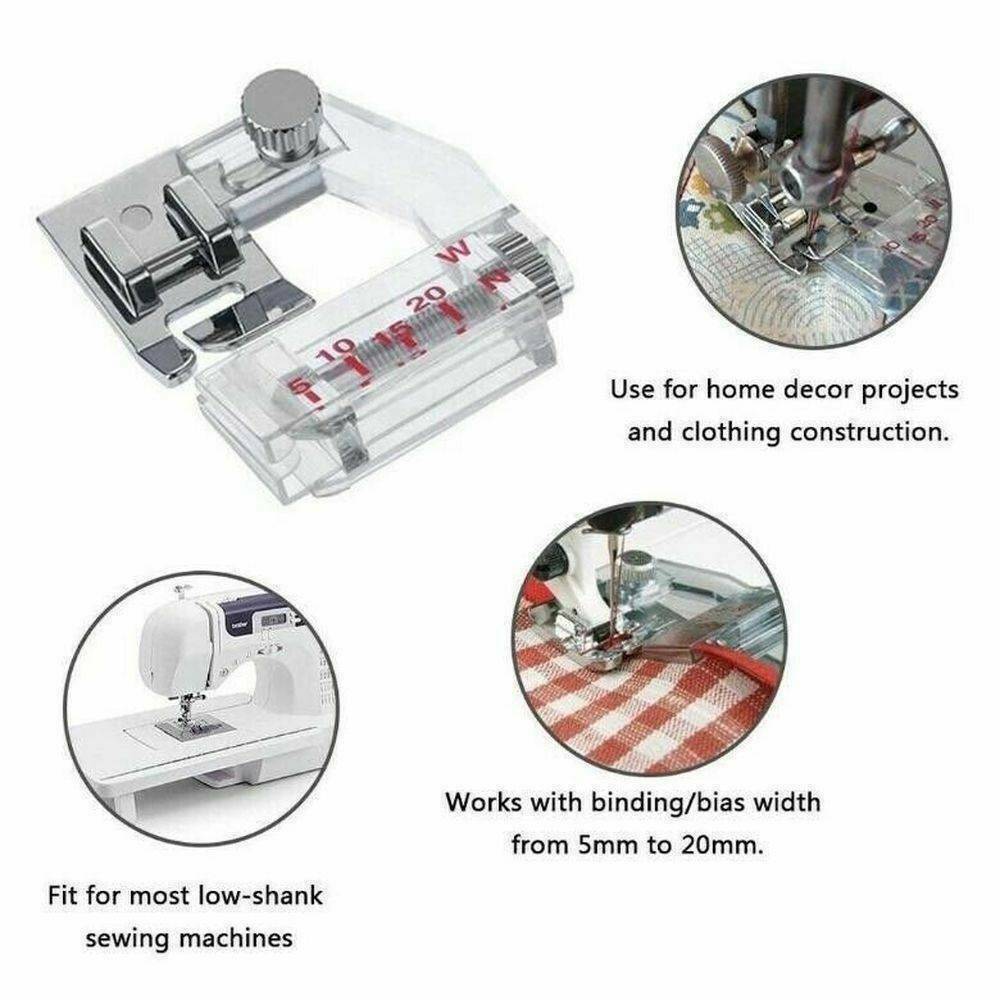 1*Adjustable Bias Binder Presser Foot Attaching Binding Snap-on For Home Sewing