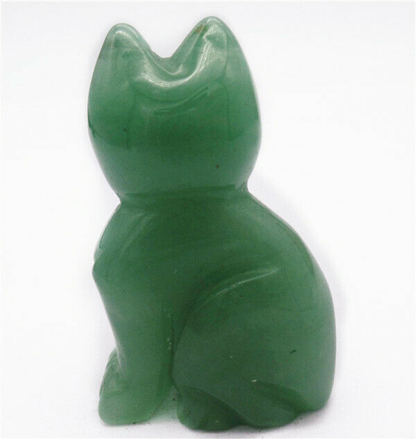 49x30x18mm Natural Green Aventurine Carved Cat Decoration Statue Decor HH7967