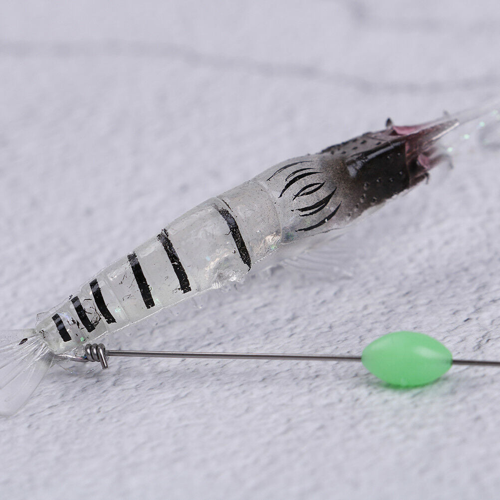 2pcs 9cm/6g Shrimp Soft Lure Fishing Artificial Bait With Glow Hook Swivels!eJBD