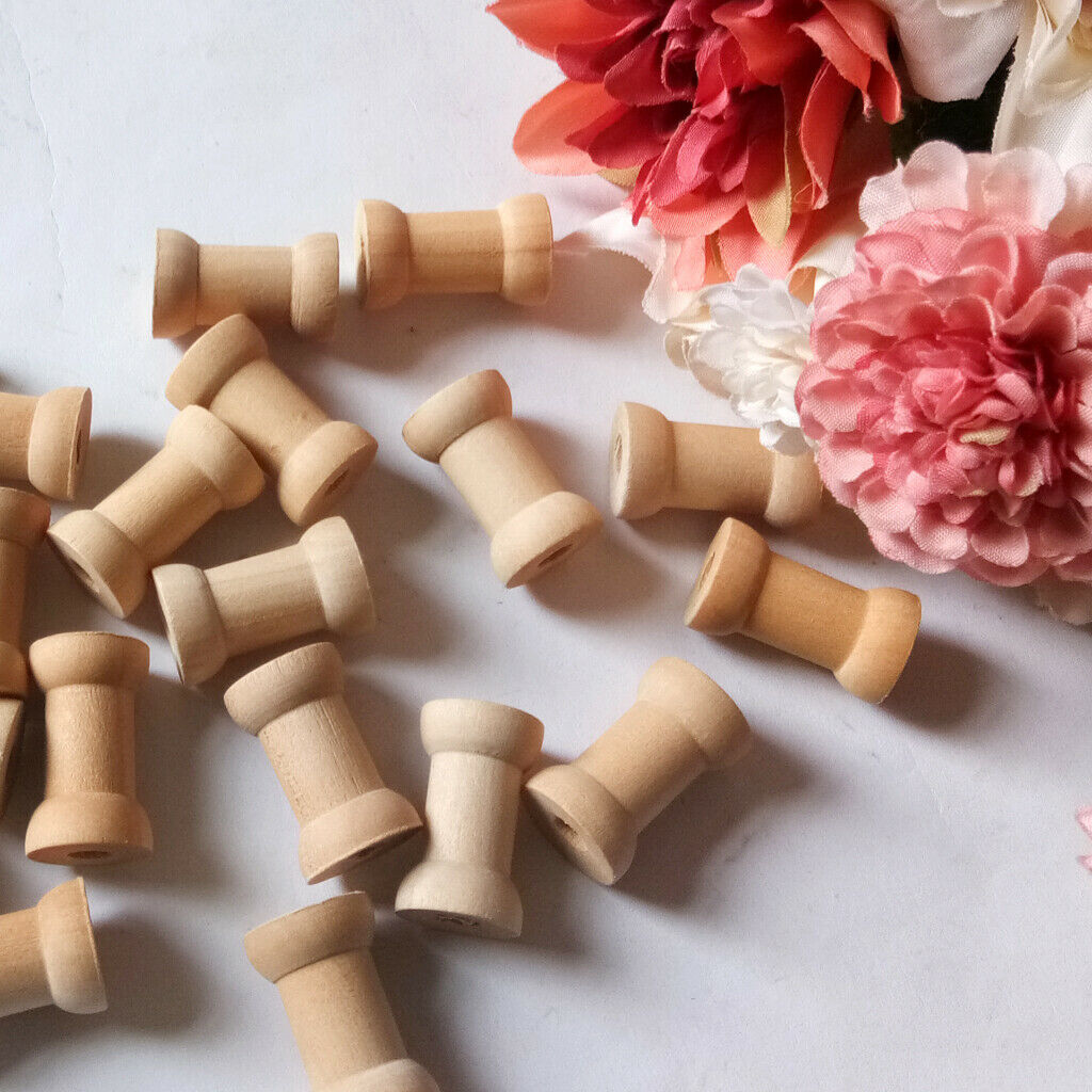 20 Pieces Long Wood Yarn Coil Wood Spool Decor Spool Bobbin For Crafting, Making