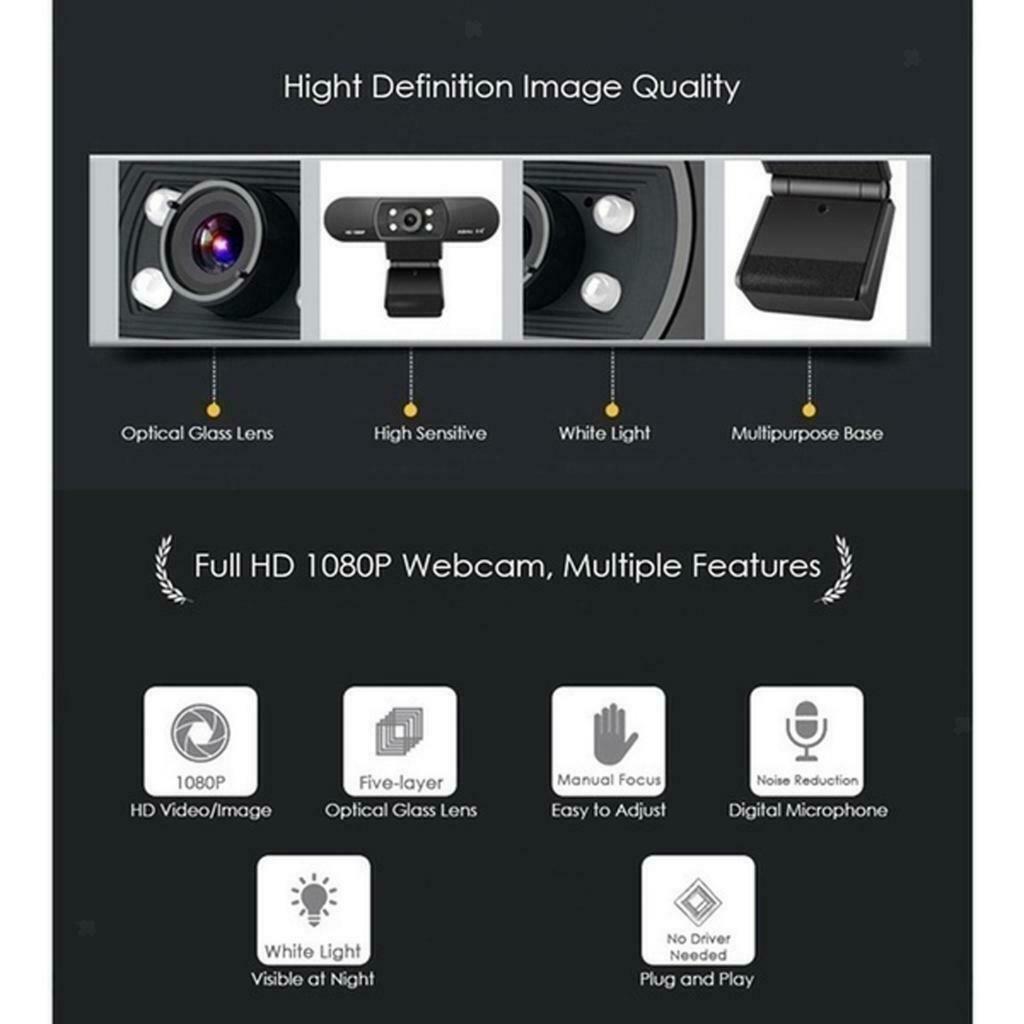 1080P Computer Web Camera Built-in Microphone for Gaming/Remote Study/Work
