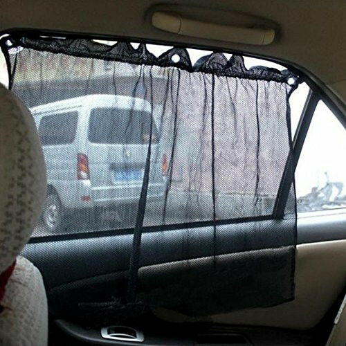 2pc Car Sun Shade Curtain UV Protection Side Window Visor Curtain W/ Suction Cup