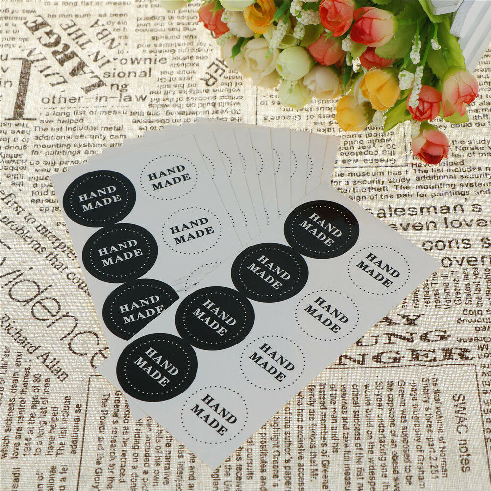 80pcs(10sheet) Black white Handmade Sealing Stickers Gift Box Labels Gift .l8