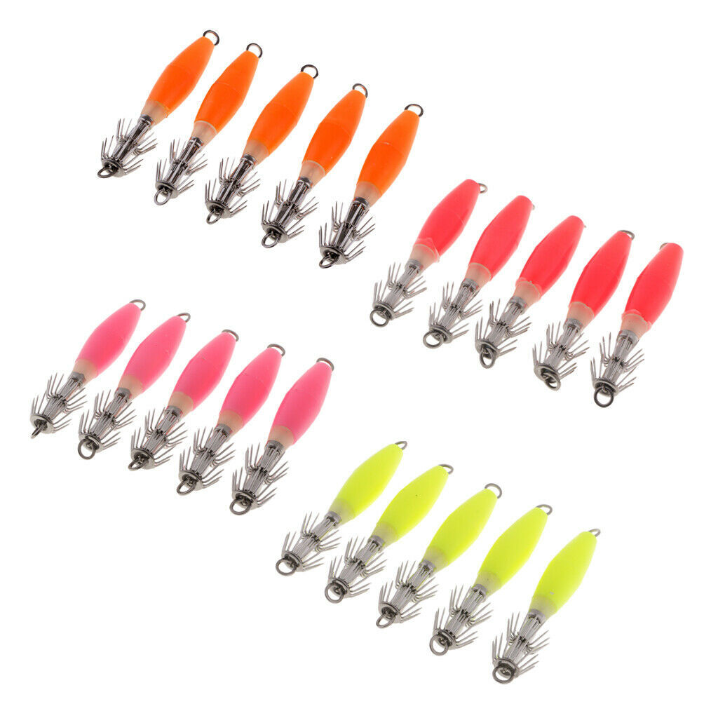 20pcs Squid Jig Hook Octopus Hooks Saltwater Fishing Lures Artificial Baits