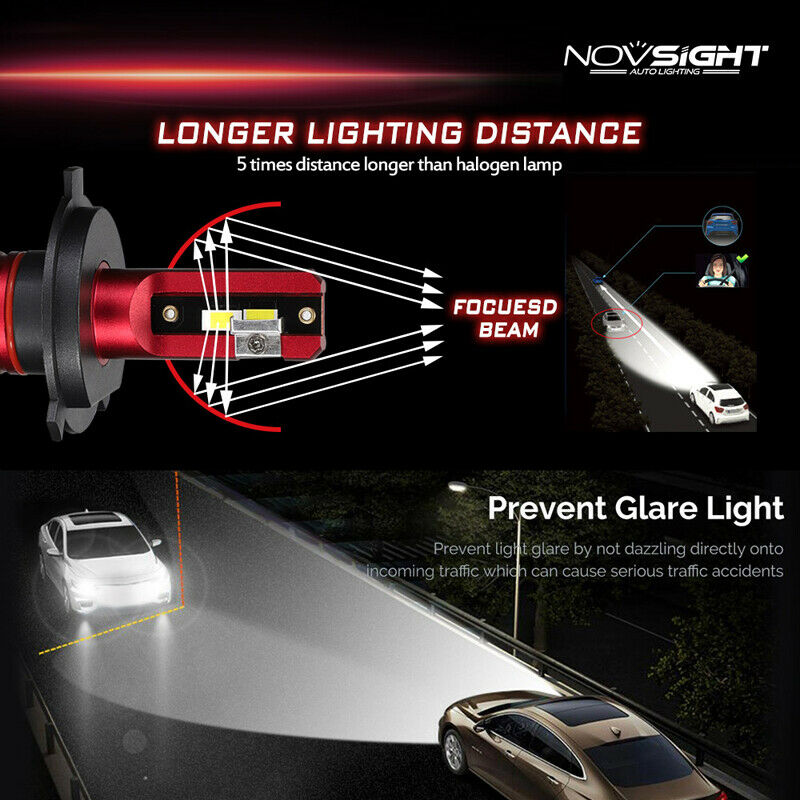 2PCS H4 High/low Car SUV LED Headlight Bulbs 6000K White 10000LM for Universal