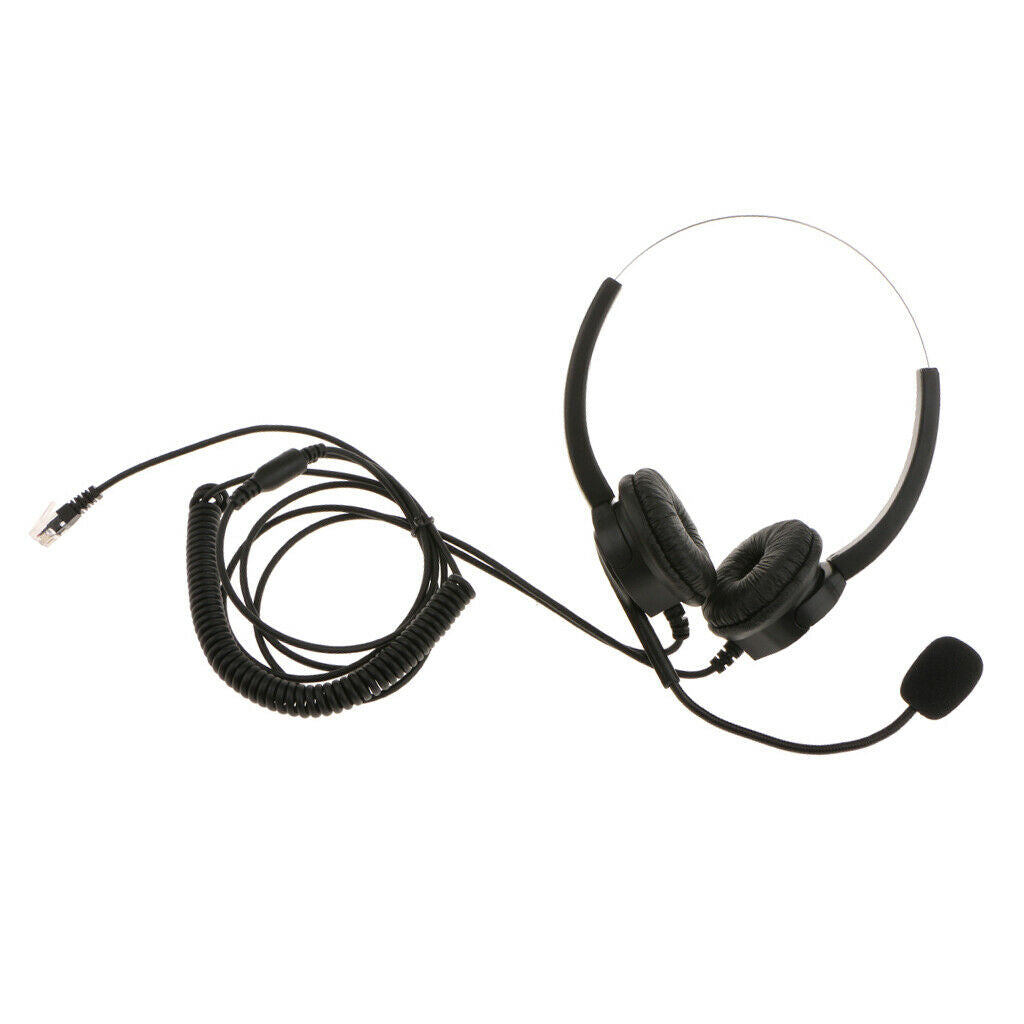 Hands-free Binaural Headset for Noise Suppression with RJ9 Plug And Microphone