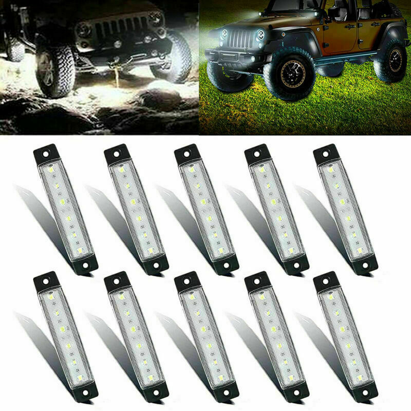 10x 3.8" White Side Marker Clearance Lights 6 LED for Car Truck Boat Trailer 12V