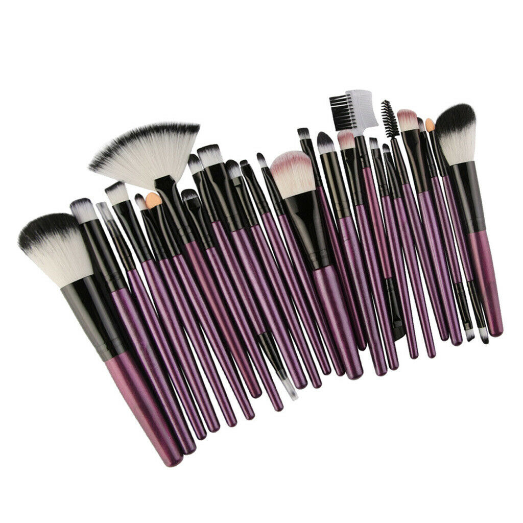 25x Pro Soft Makeup Brushes Contour Liquid Blending Lips Brush Purple Black