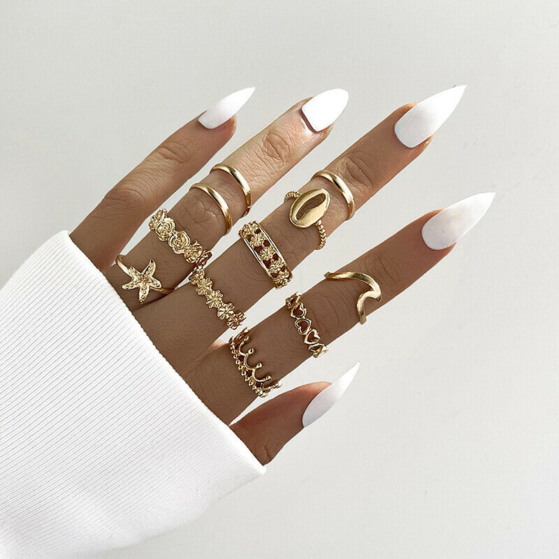 11pcs/Set Star Shell Rings Set Geometric Finger Ring Girls Fashion Jewelr.l8