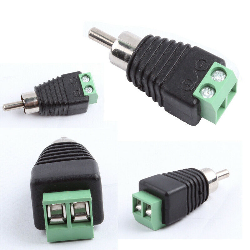 10X/Set Phono Speaker Wire Cable to Audio Male RCA Connector Adapter Jack Plug