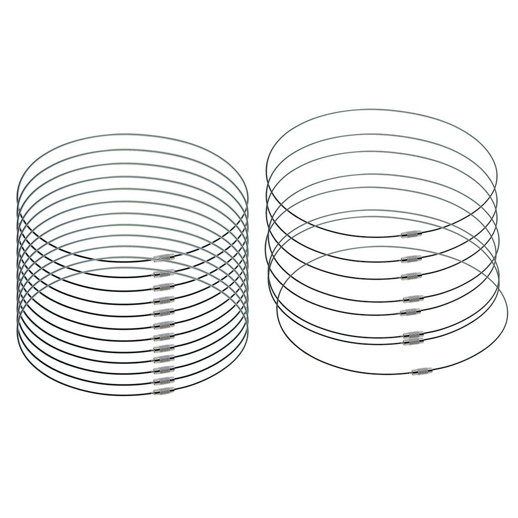20Pack Black Stainless Steel Wire Cord Necklace
