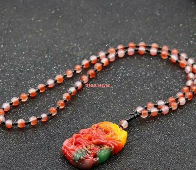 Amulet Pendant Women Color Jade Charm Natural Dragon Necklace Jewelry Gifts Hand