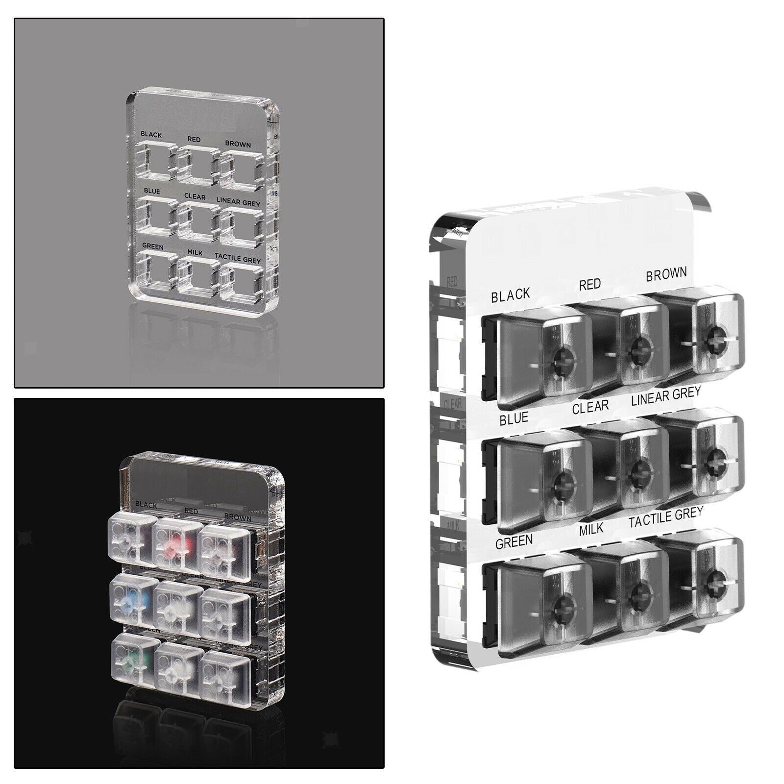 9-Key Shaft Switch Tester for Cherry MX Keycap Tester Kit Display Stand
