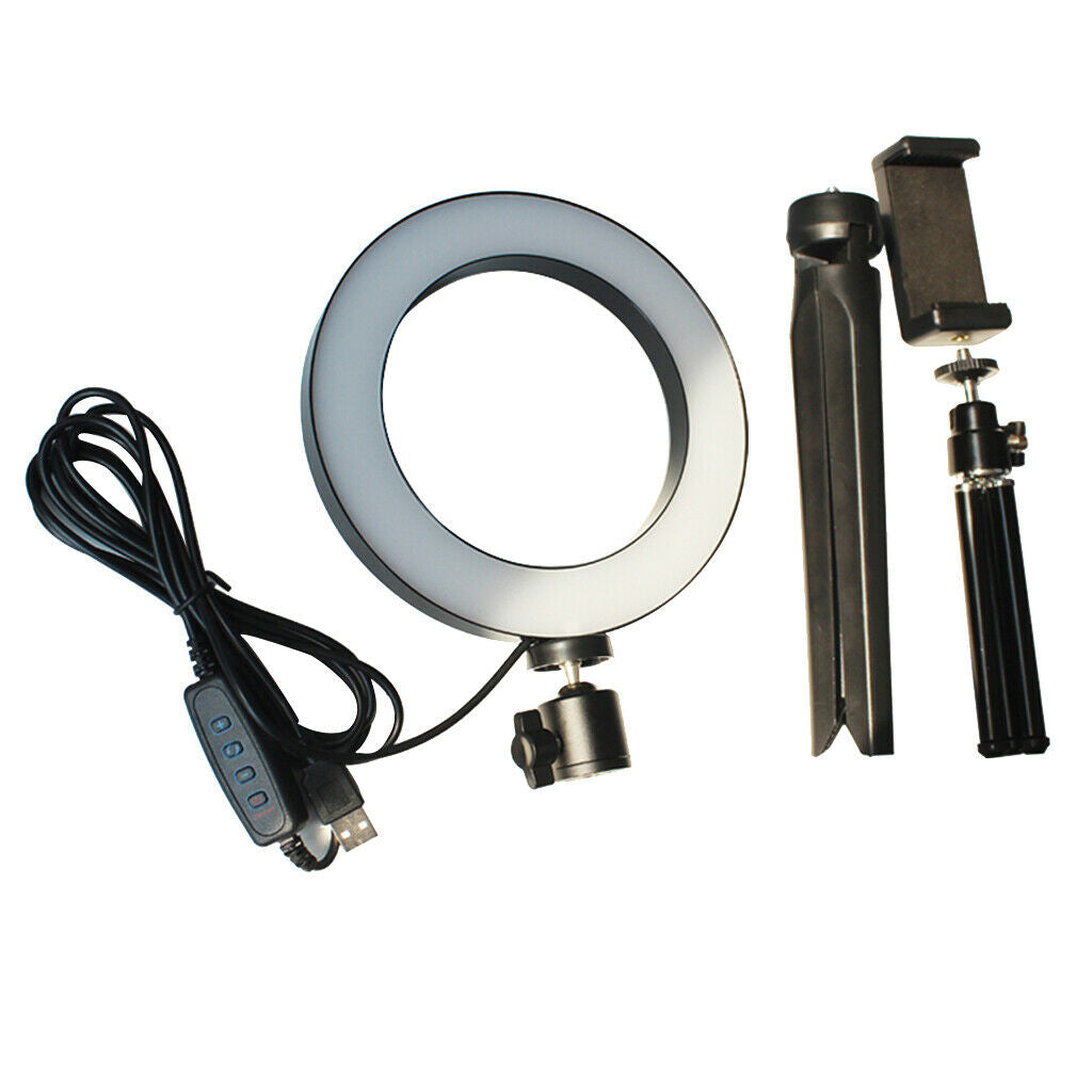 6inch Dimmable Desktop LED Ring Light Video Fill Light Stand Lamp