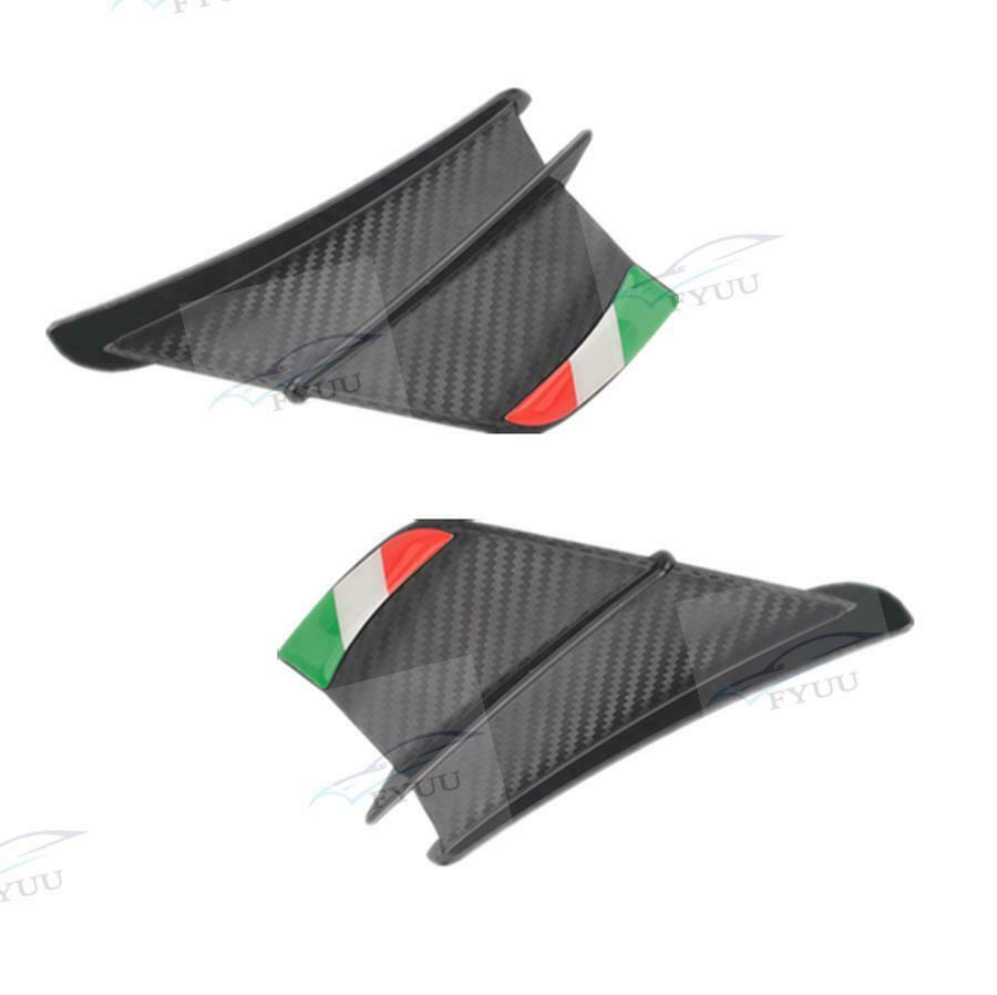 Pair Matte Carbon Fiber Look Winglets Wind Fin Spoiler Trim Cover Air Deflector