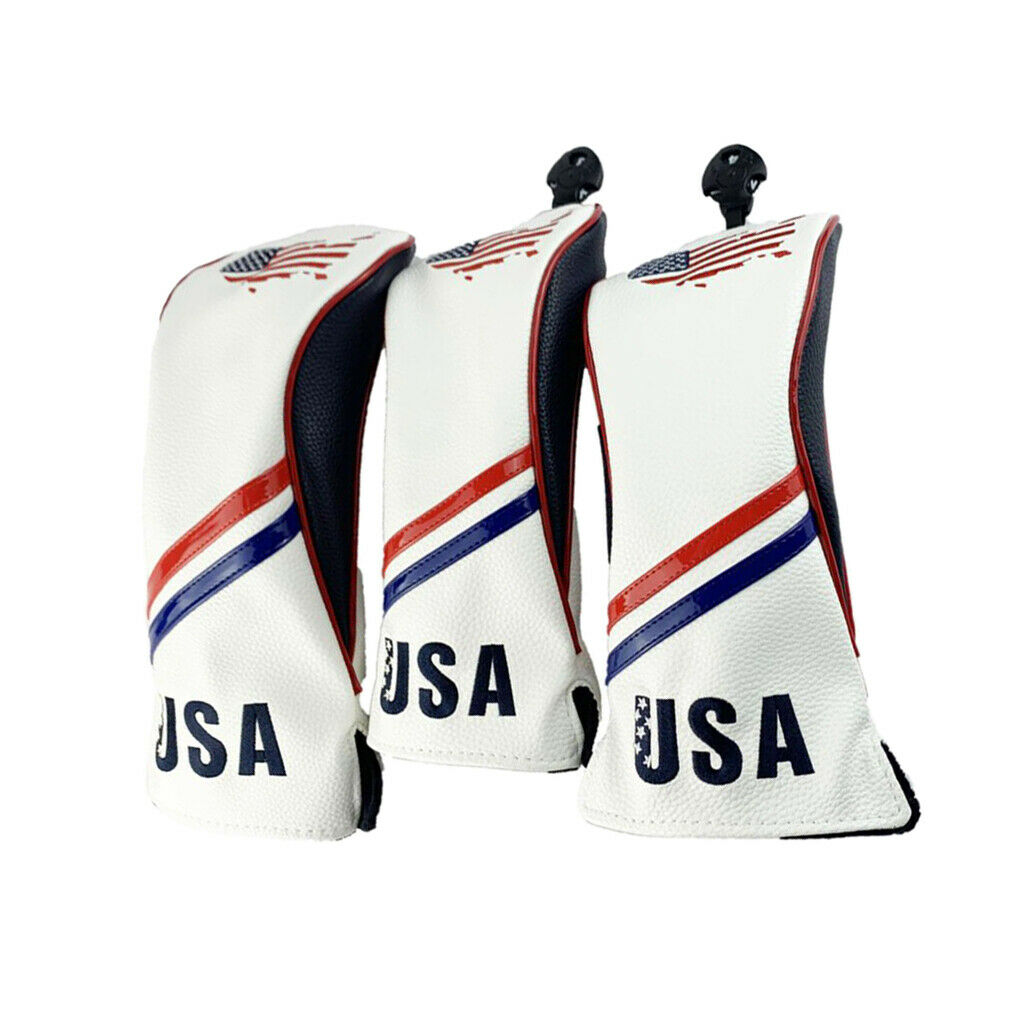 3pcs Universal Waterproof Golf Club Headcover 460cc Wood Driver Cover Sleeve