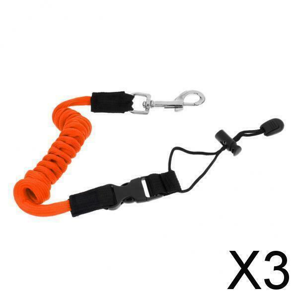3X Safety Kayak Paddle Leash Fishing Rod Pole Coiled Lanyard Cord Orange