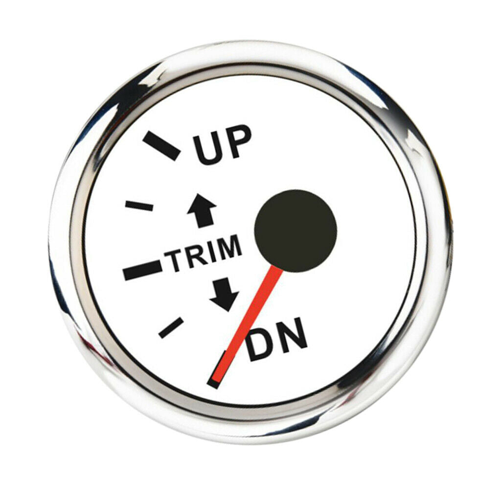Marine Trim Gauge 52mm 2 inch, Round, White, Waterproof 316 Stainless Steel