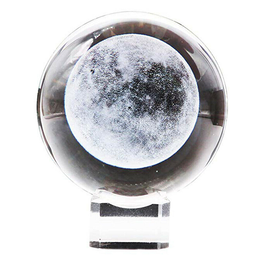Solar System Crystal Ball Clear Moon Glass Balls 80mm (3.15 inch) for Home