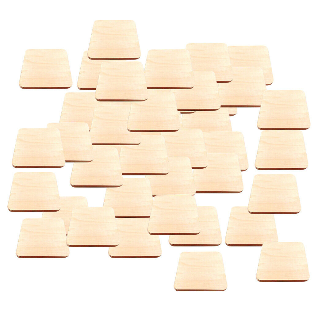 50 Pack Square Unfinished Log Wooden Pieces DIY Wooden Crafts DIY 1.6inch