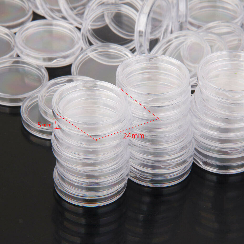 400 Pieces Clear Plastic Round Coin Storage Capsules Case Storage Boxes 24mm
