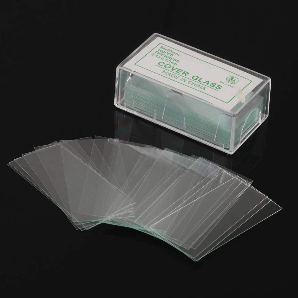 100PCS Blank Microscope Square Cover Glass Coverslip Slides Lab Set 24 X 50mm