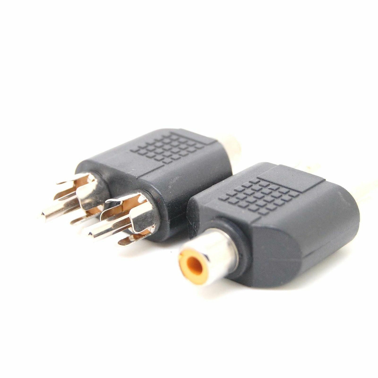 2Pcs RCA AV Audio Y Splitter Plug Adapter 2 Male to ·1 Female connector