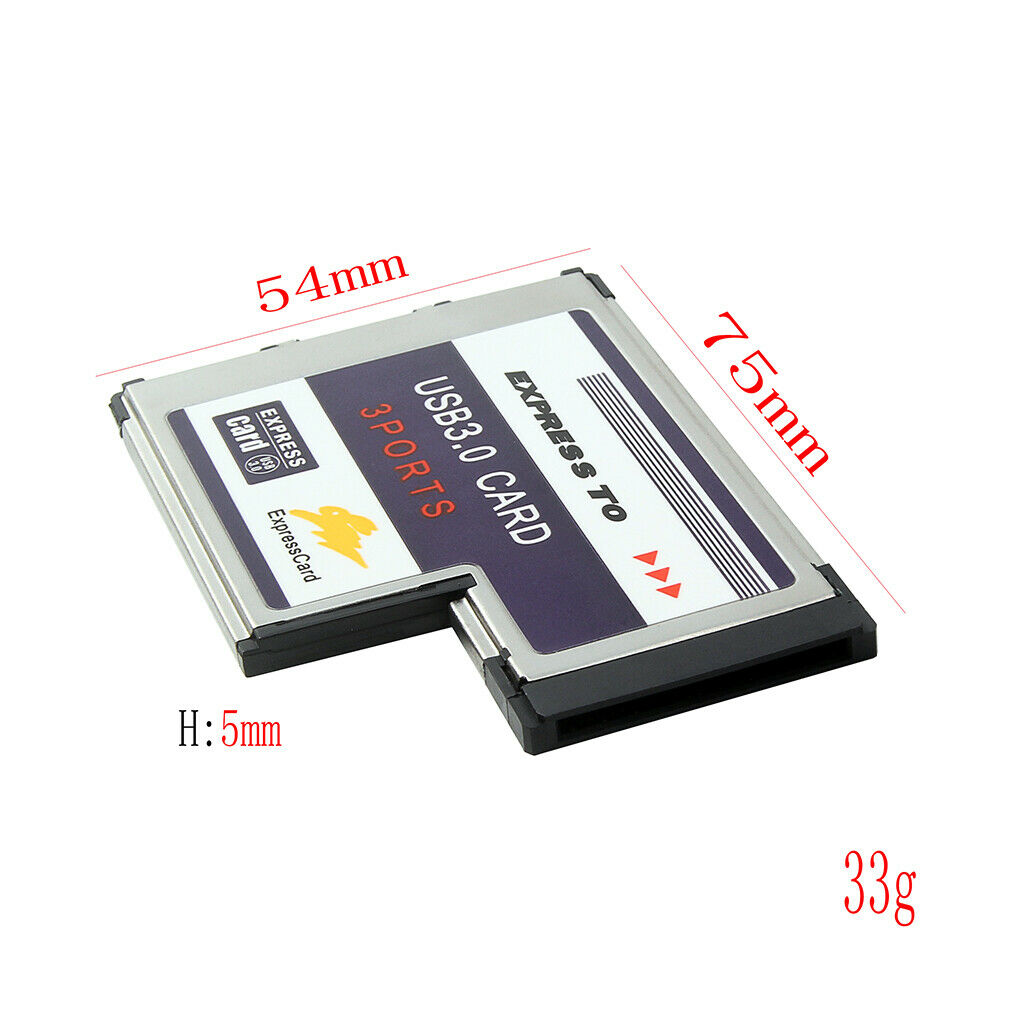 USB 3.0 54mm 3 Port Express Card Adapter Expresscard for Laptop FL1100 Chip