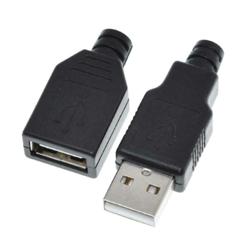 USB Black Male + Female Socket with Plastic Shell Socket Fast Transmission
