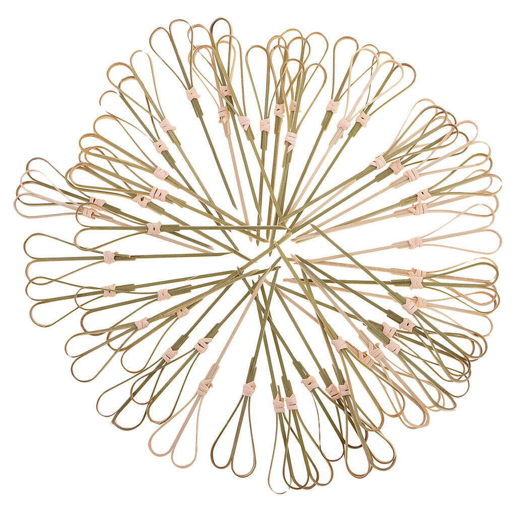 50 Pieces Rustic Bamboo Cocktail Picks Drink Stirrer Fruit Cake Food Sticks