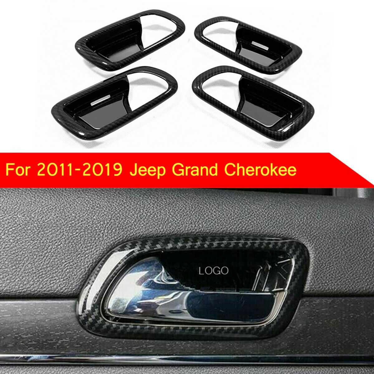 For 11-19 Jeep Grand Cherokee 4 Pieces ABS Car Custom Interior Door Handle Cover