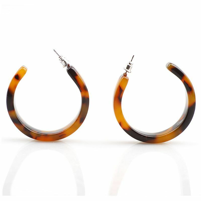 Acrylic Marbled Earring Leopard Round Hoop Earring Tortoise Shell  Women Jewelry