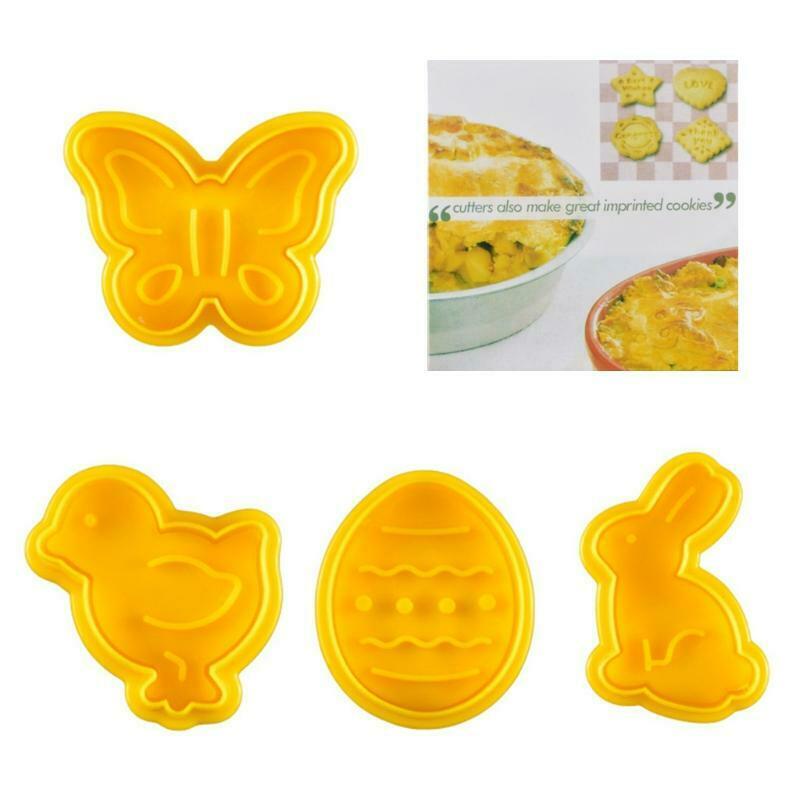 4pcs/set Butterfly,Rabbit,Chick,Easter Egg Shape Animal Plastic Fondant Cookie