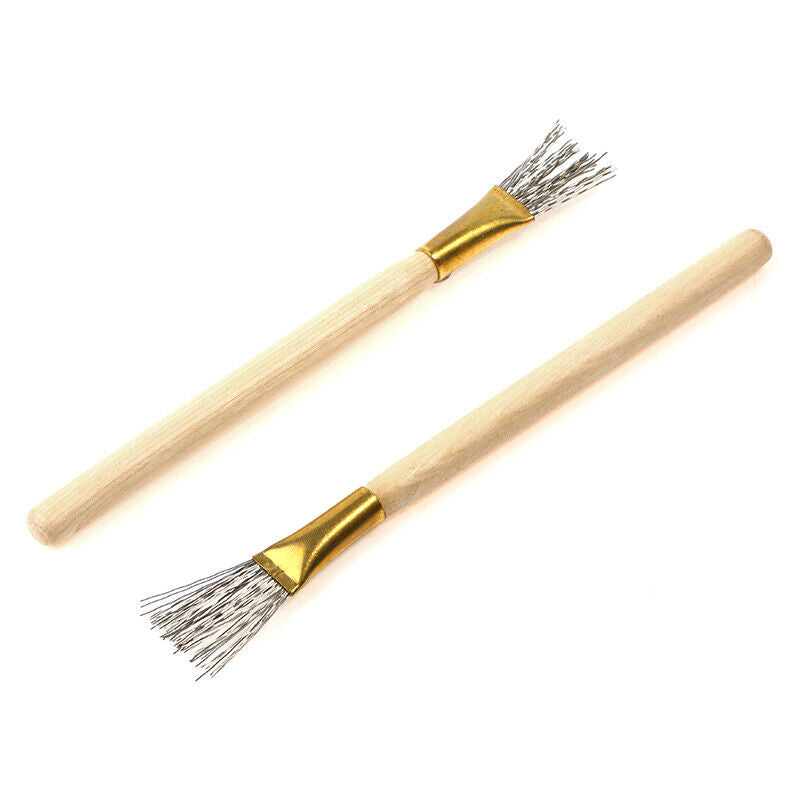 2Pcs Wooden Handle Thick + Thin Iron Wire Brush Clay Tool for Making Cl.l8