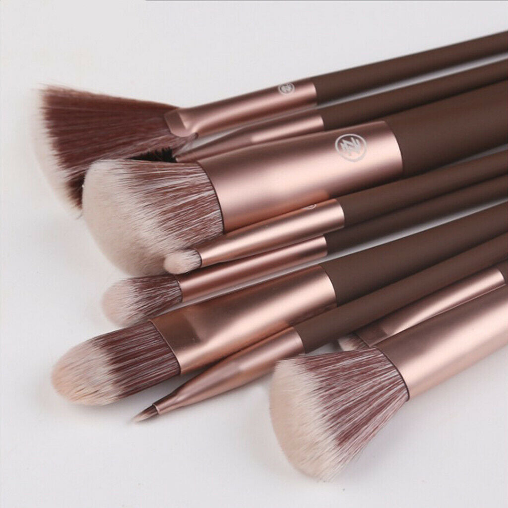 10x Synthetic Makeup Foundation Concealer Bronzer Liquid Brush Kit Brown