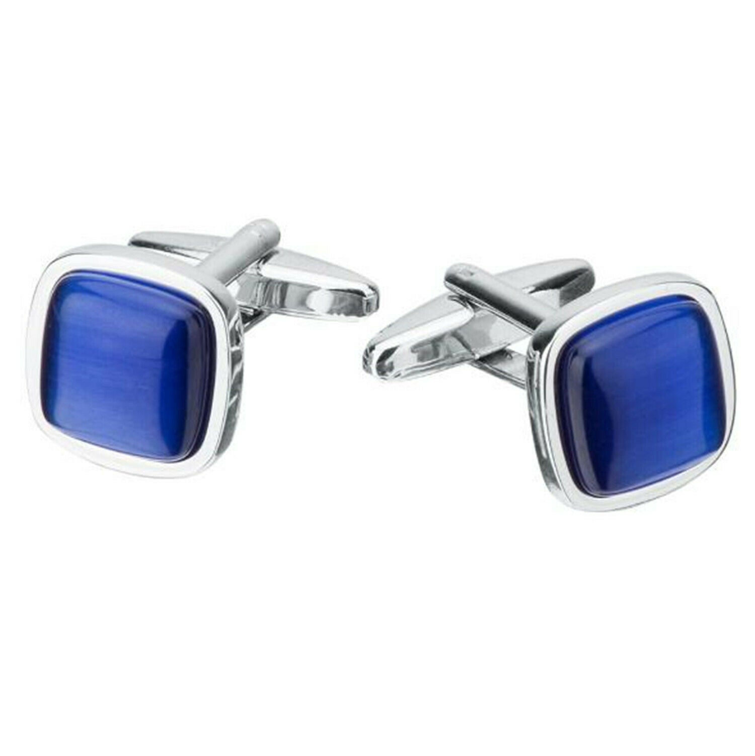 Men Luxury Blue Opal Gem Cufflinks Tuxedo Shirt Studs Brass Cuff Links Wedding