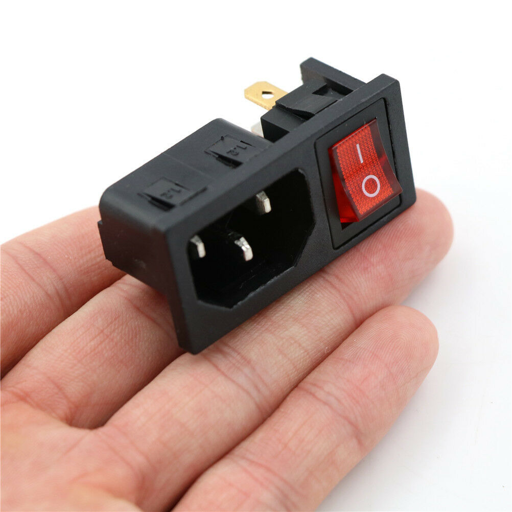 Power Socket Connector On/Off SPST Red Rocker Switch AC 250V 10A .l8