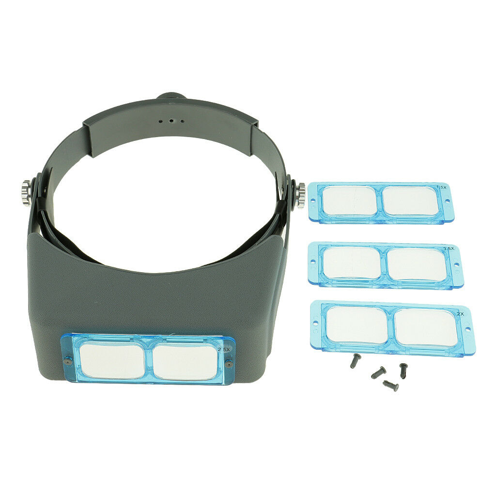 Head Wearing Jeweler Headband Reading Magnifier Magnifying Glass Loupe Gray