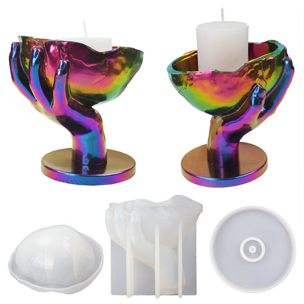 DIY Epoxy Casting Hand Candle Holder Storage Box Silicone Mould Table Ornaments