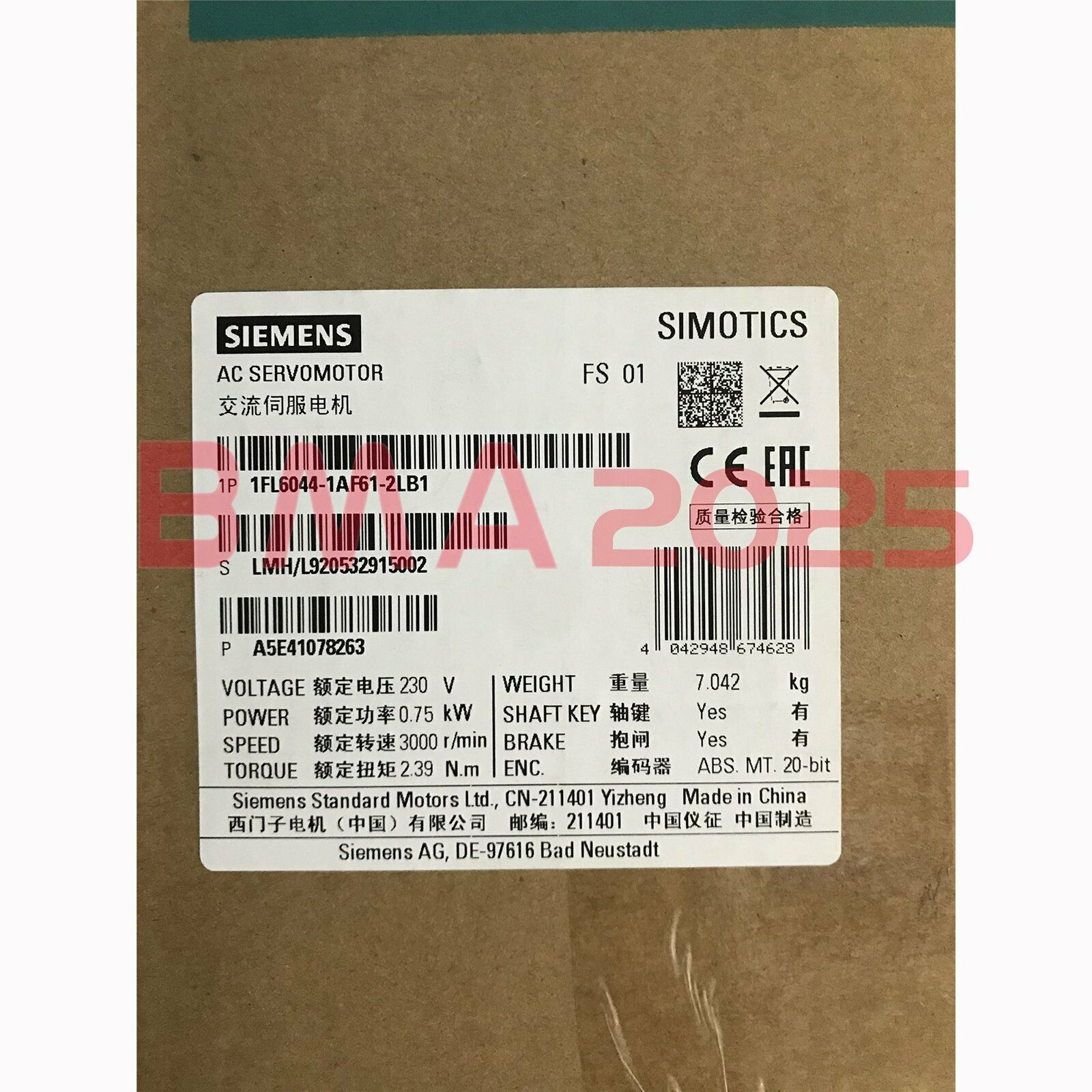 1PC New 1FL6044-1AF61-2LB1 Servo motor 0.75KW 1year warranty DHL free Ship SM9T