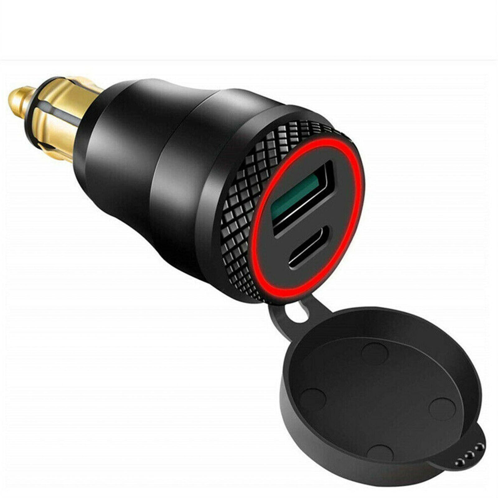 Red LED USB & Type C Charger Motorcycle Power Outlet Adapter For BMW DIN Socket