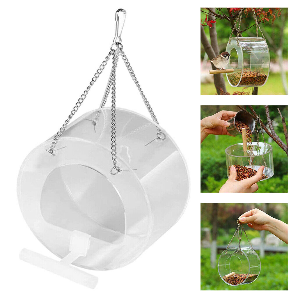 Window Bird Feeder Food Box - Clear Acrylic - Removable Slide Out Tray Outdoor