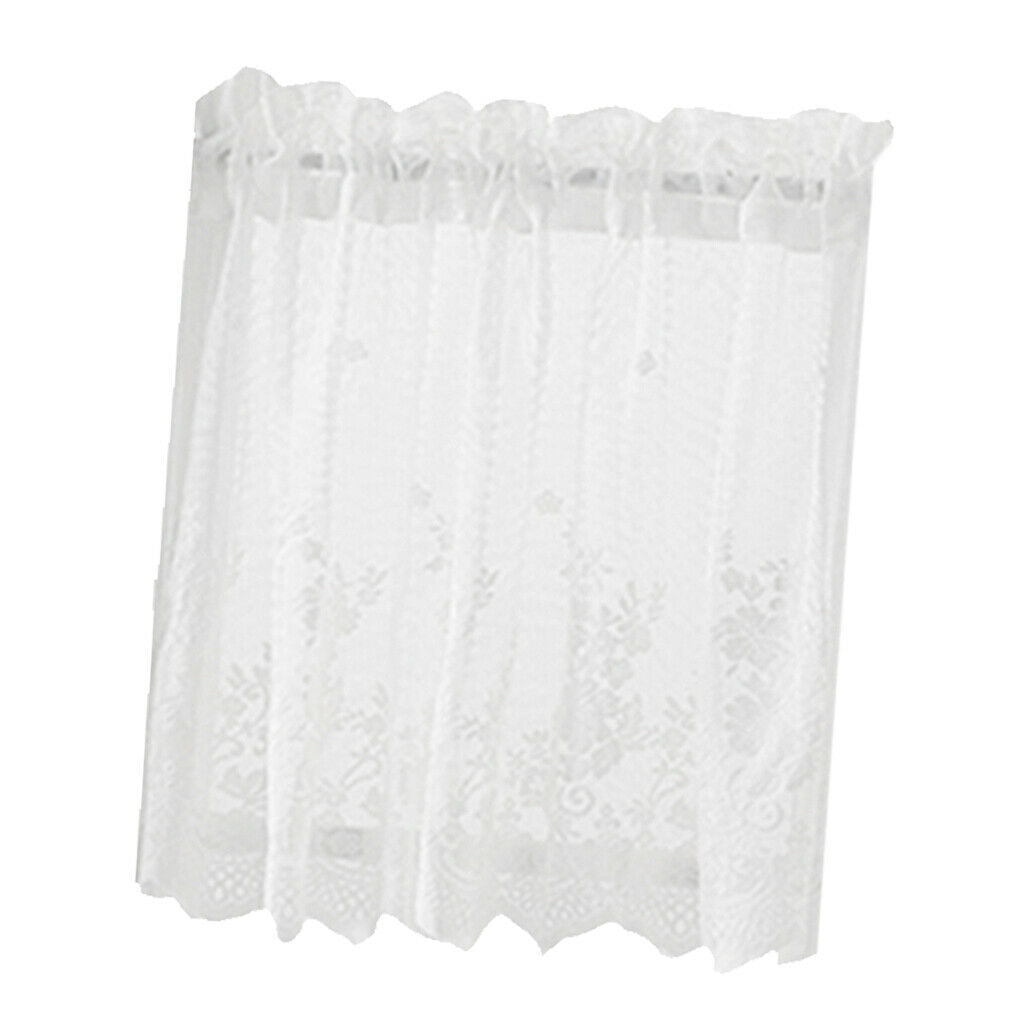 2 Panels Embroidered Lace Window Voile Sheer Curtain Valance Tier for Privacy