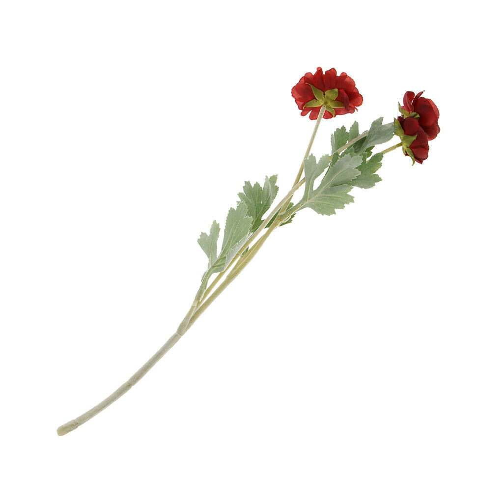 Simulation Flower with Leaves Home Wedding Decor Bridal Bouquet Red