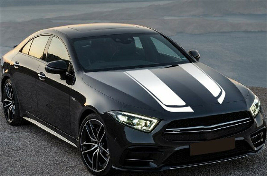 1 Pair White Racing Sports Stripes Stickers Car Front Hood Lamp Eyebrow Stickers